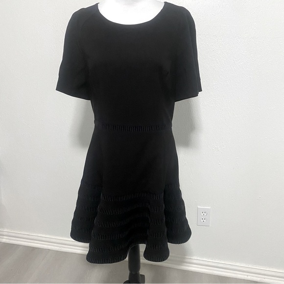 FINDERS Women’s Eyelet Fit and Flare Black Dress Size X-Large Unique Heavyweight - Picture 1 of 15